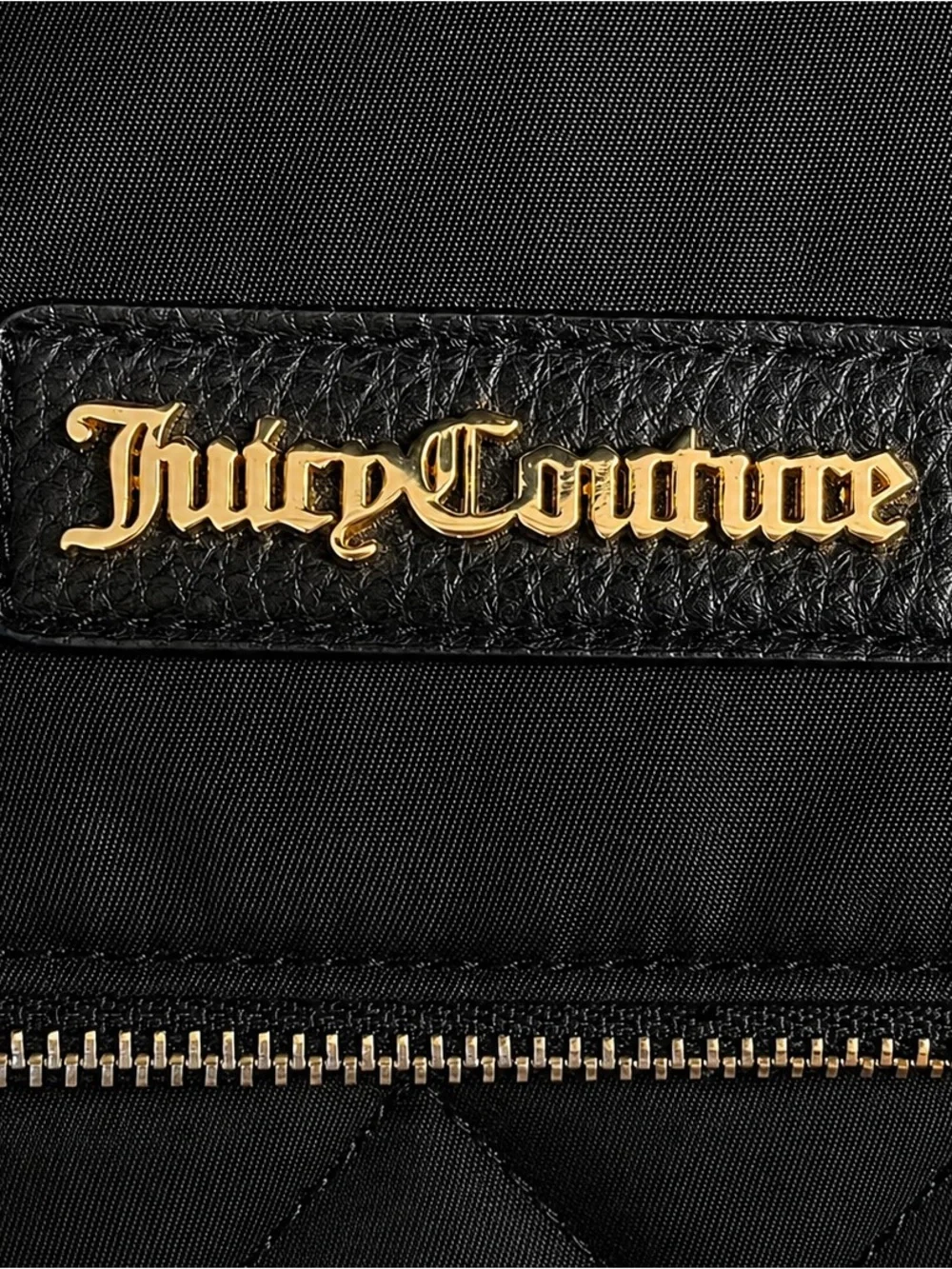 Juicy Couture Black Quilted Backpack with Pink, Lime & Aqua Stripes